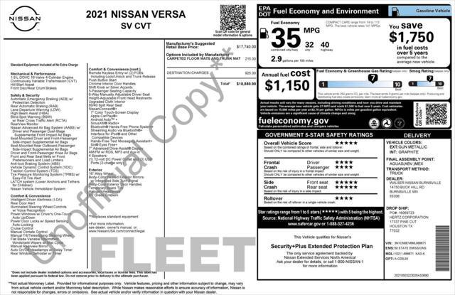 used 2021 Nissan Versa car, priced at $11,995