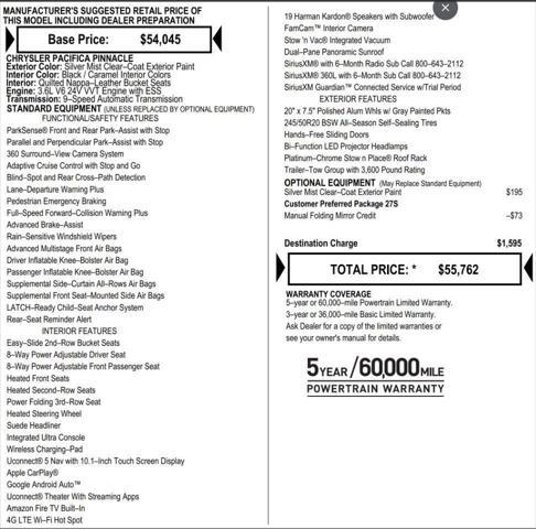 used 2022 Chrysler Pacifica car, priced at $27,810