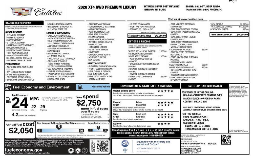 used 2020 Cadillac XT4 car, priced at $23,995