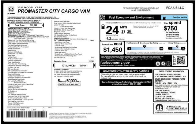 used 2022 Ram ProMaster City car, priced at $20,983