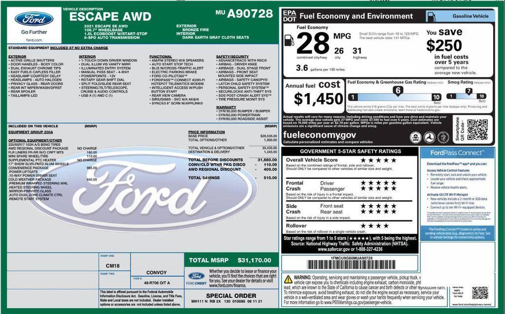 used 2021 Ford Escape car, priced at $16,563