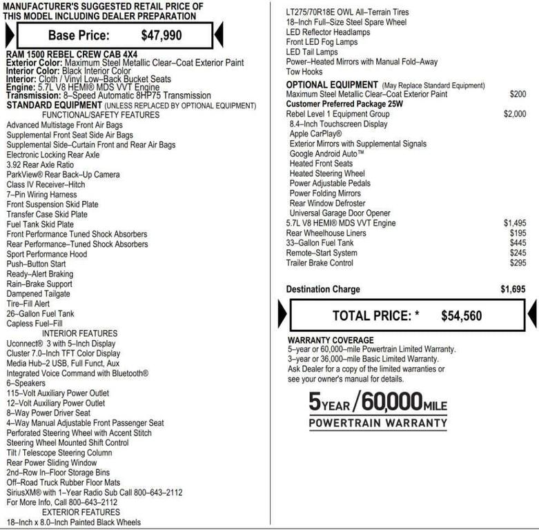 used 2020 Ram 1500 car, priced at $34,522