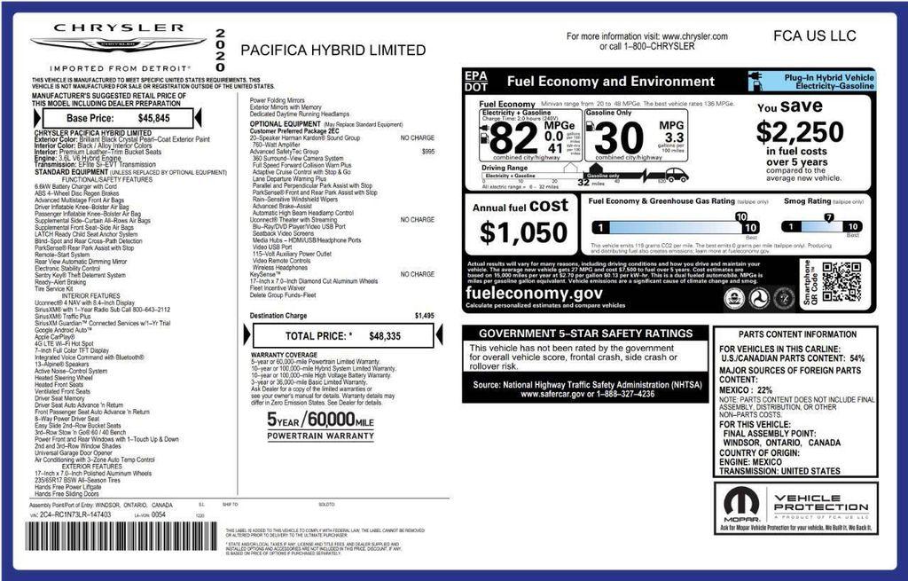 used 2020 Chrysler Pacifica Hybrid car, priced at $22,975