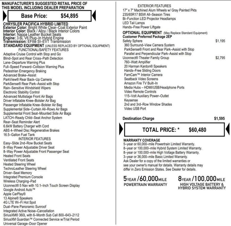 used 2023 Chrysler Pacifica Hybrid car, priced at $28,453