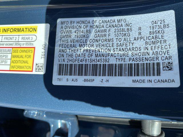 new 2025 Honda Civic Hybrid car, priced at $33,491