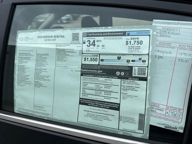 new 2025 Nissan Sentra car, priced at $24,795