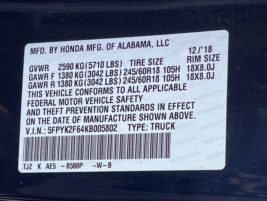 used 2019 Honda Ridgeline car, priced at $30,999
