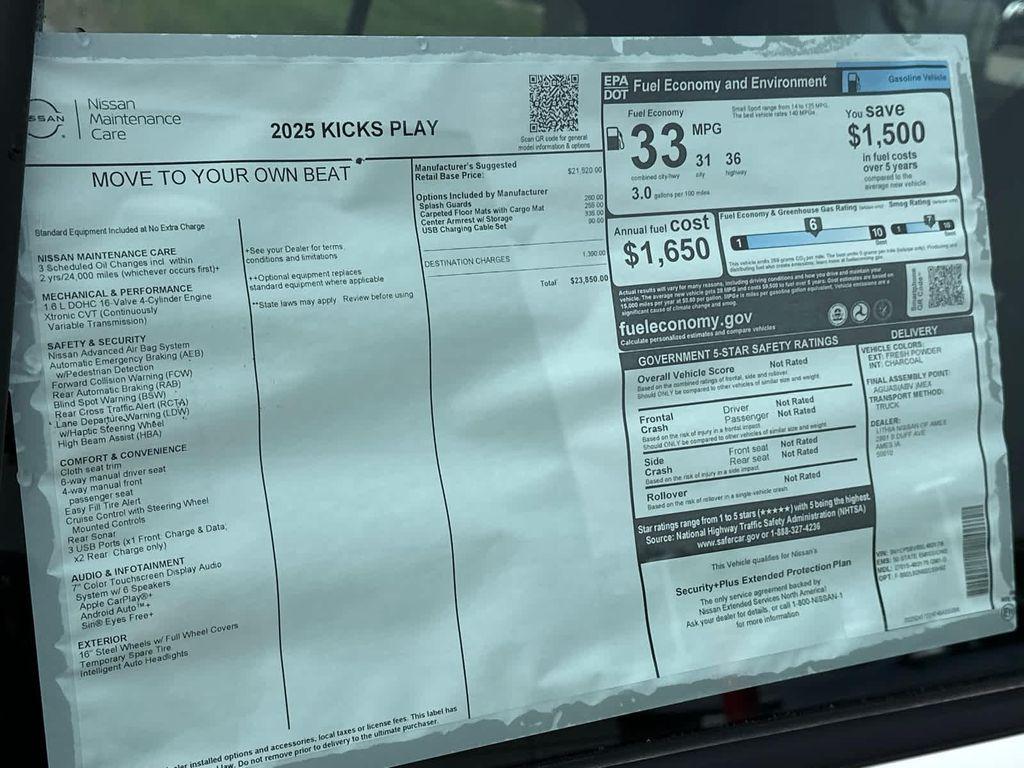 new 2025 Nissan Kicks car, priced at $22,257