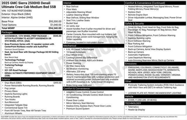 new 2025 GMC Sierra 2500 car, priced at $96,535
