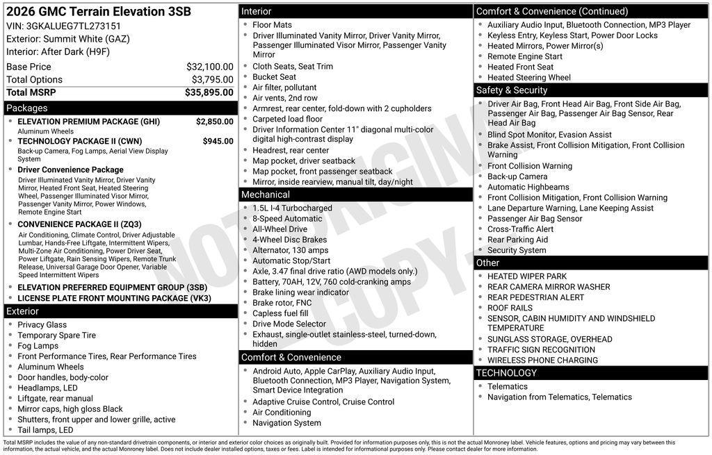 new 2026 GMC Terrain car, priced at $37,690