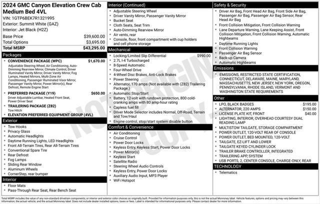 new 2024 GMC Canyon car, priced at $42,850