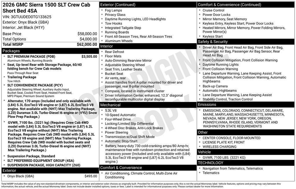 new 2026 GMC Sierra 1500 car, priced at $61,345