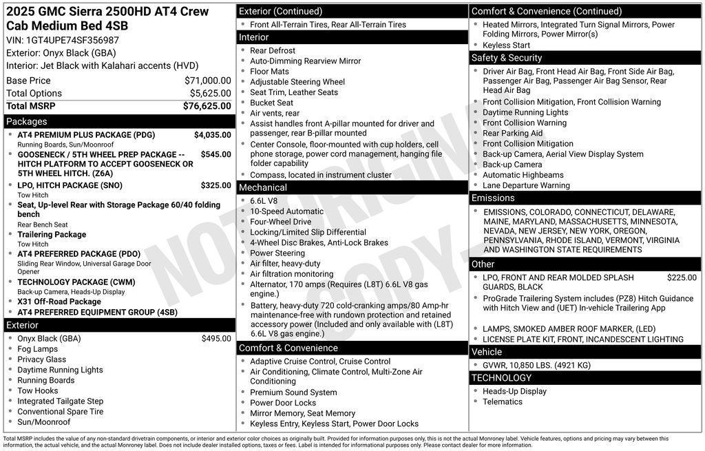 new 2025 GMC Sierra 2500 car, priced at $75,320