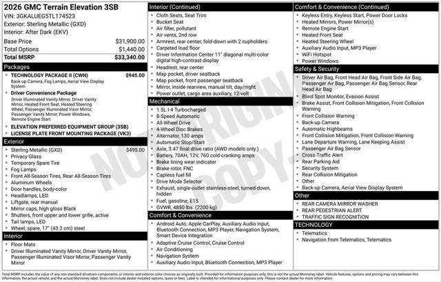 new 2026 GMC Terrain car, priced at $34,735