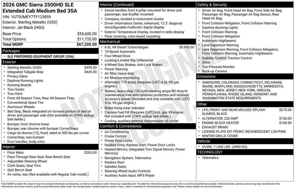 new 2026 GMC Sierra 2500 car, priced at $69,165