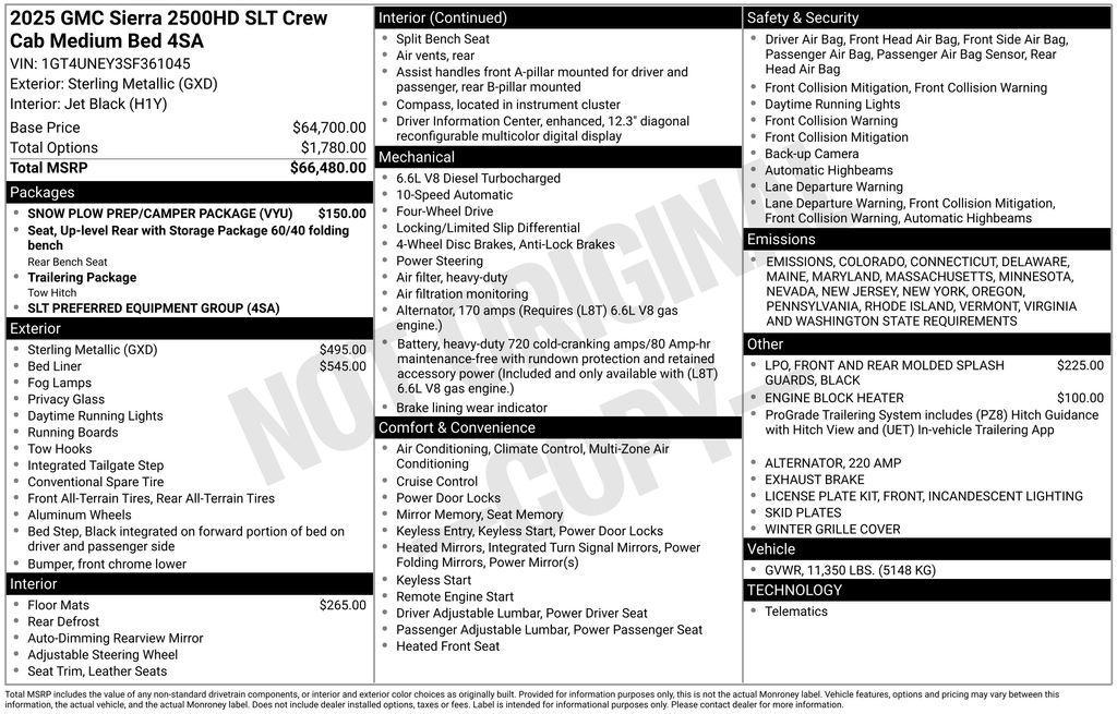 new 2025 GMC Sierra 2500 car, priced at $76,565