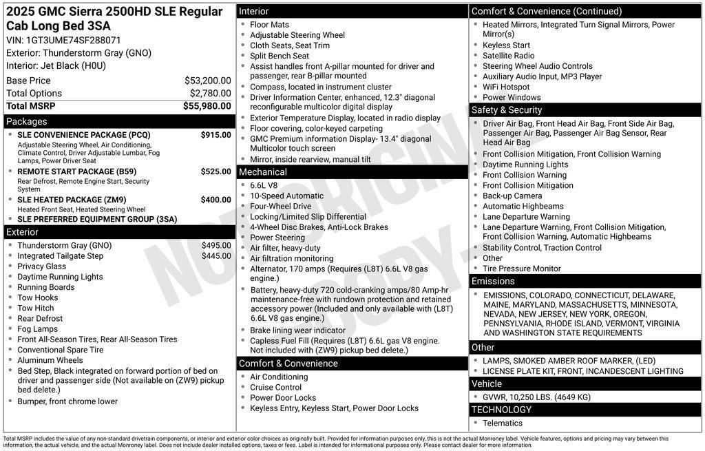 new 2025 GMC Sierra 2500 car, priced at $54,175