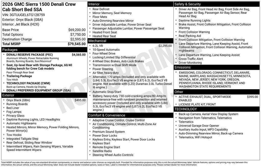 new 2026 GMC Sierra 1500 car, priced at $75,795