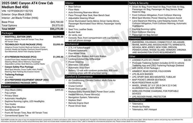 new 2025 GMC Canyon car, priced at $56,830