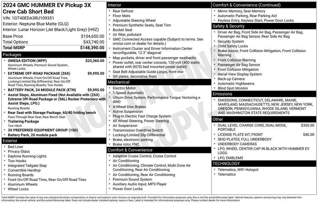 new 2024 GMC HUMMER EV Pickup car, priced at $140,645
