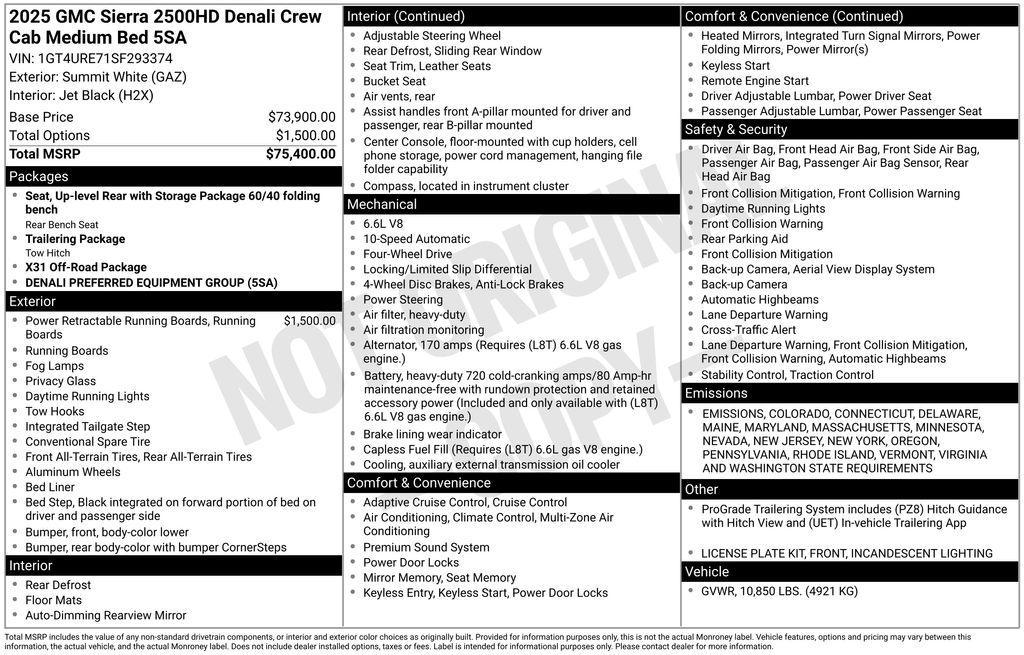 new 2025 GMC Sierra 2500 car, priced at $75,595