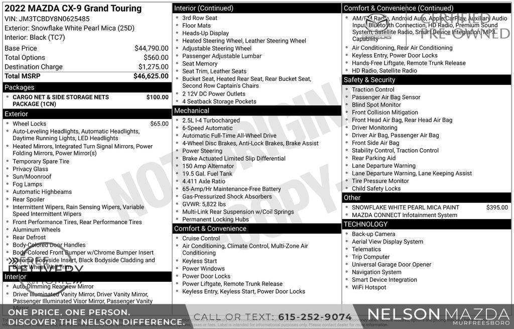 used 2022 Mazda CX-9 car, priced at $30,991