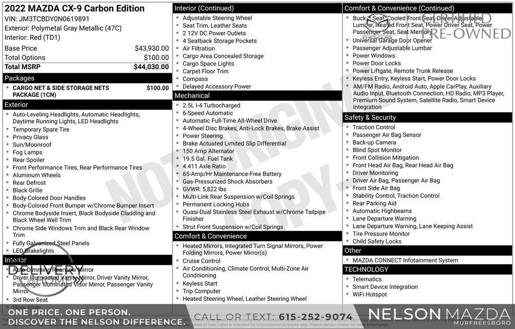 used 2022 Mazda CX-9 car, priced at $25,990