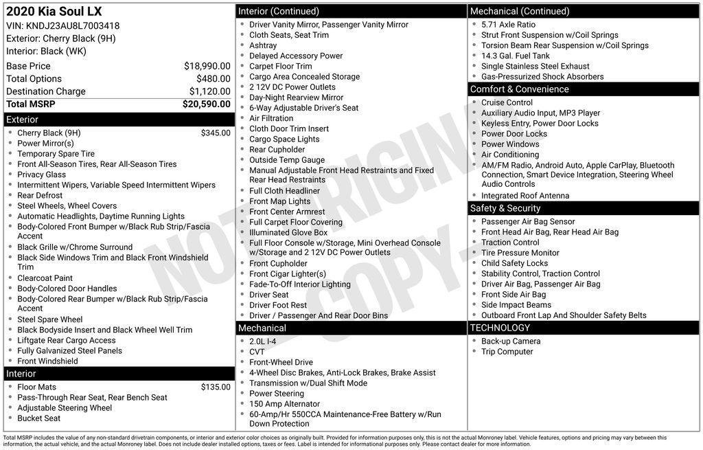 used 2020 Kia Soul car, priced at $9,990