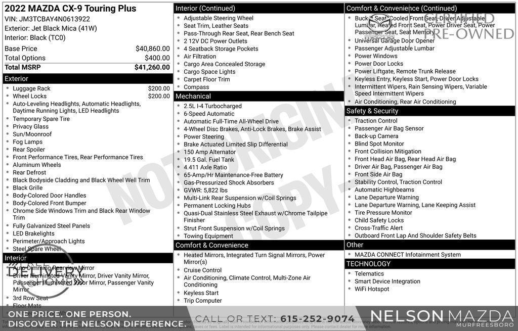 used 2022 Mazda CX-9 car, priced at $28,590