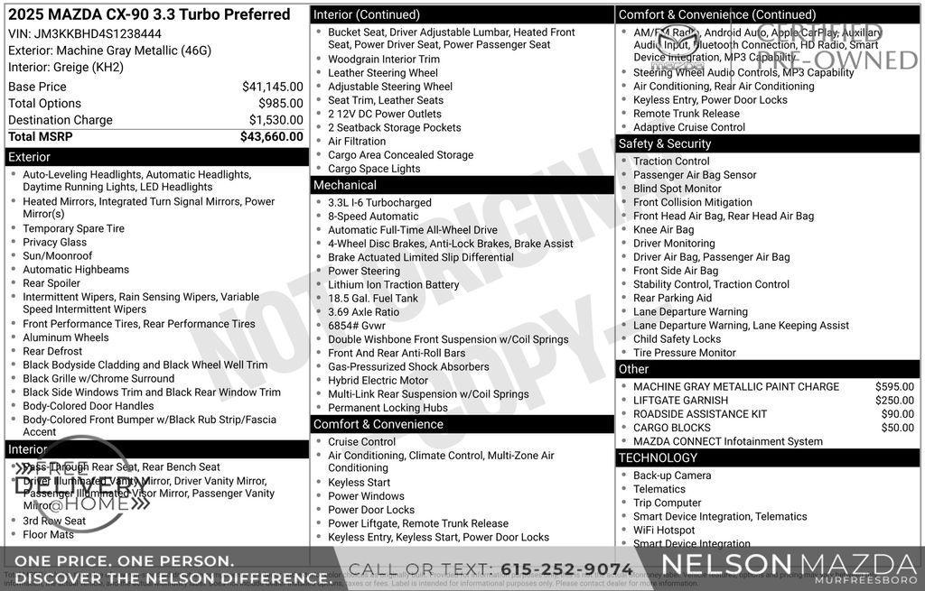 used 2025 Mazda CX-90 car, priced at $36,990