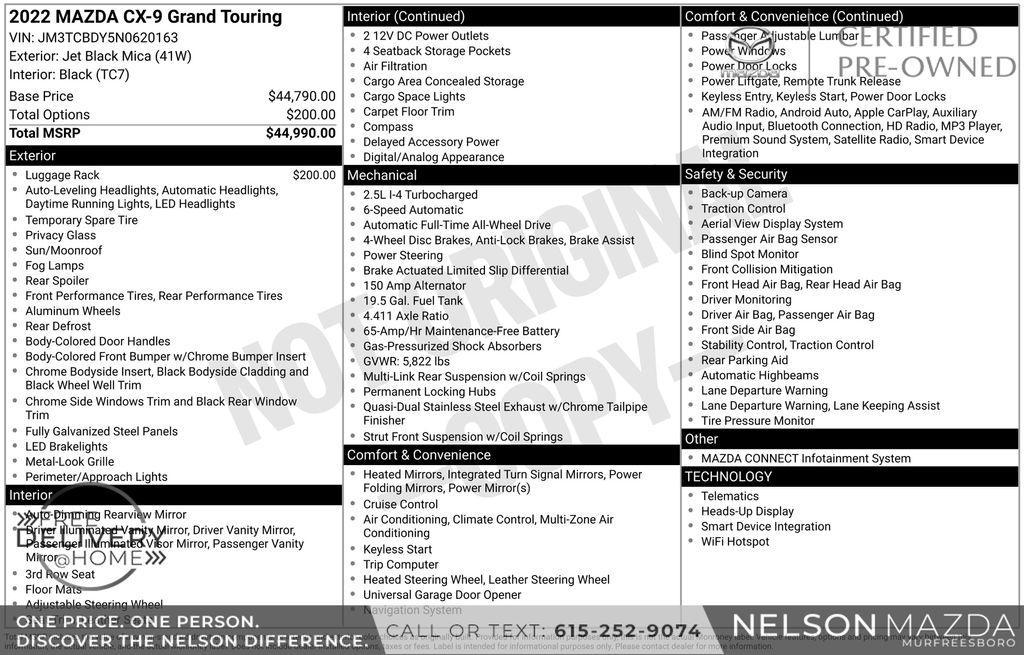 used 2022 Mazda CX-9 car, priced at $26,990