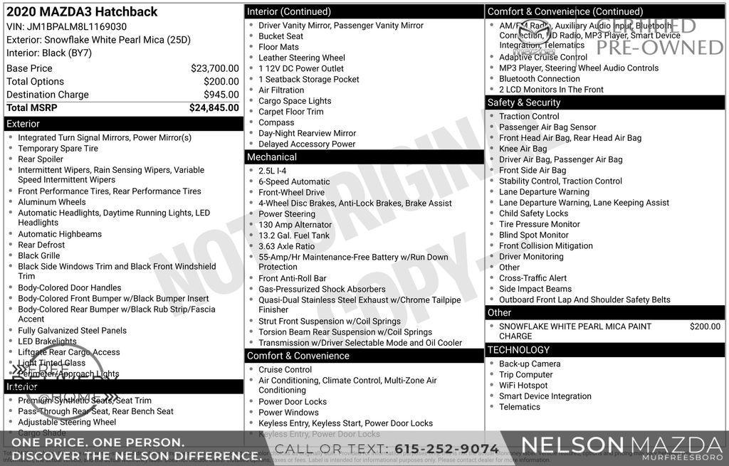 used 2020 Mazda Mazda3 car, priced at $18,990