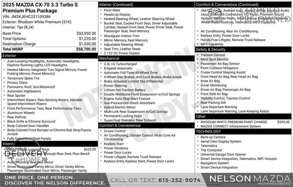 used 2025 Mazda CX-70 car, priced at $46,990