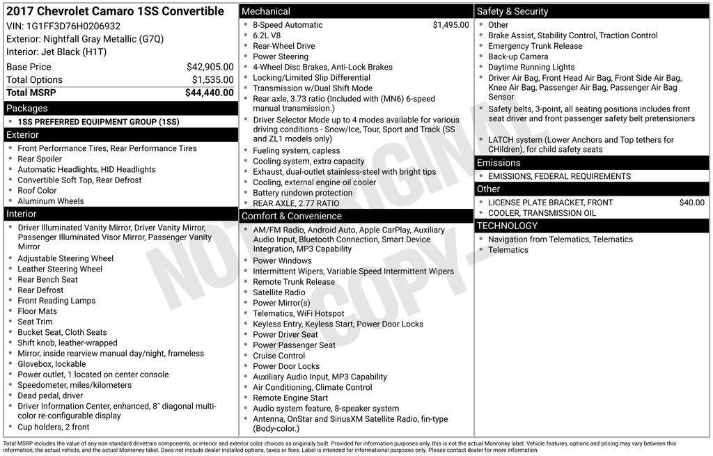 used 2017 Chevrolet Camaro car, priced at $29,991