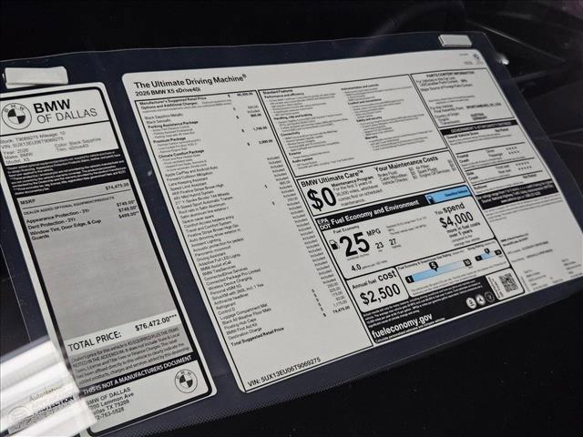 new 2026 BMW X5 car, priced at $74,475