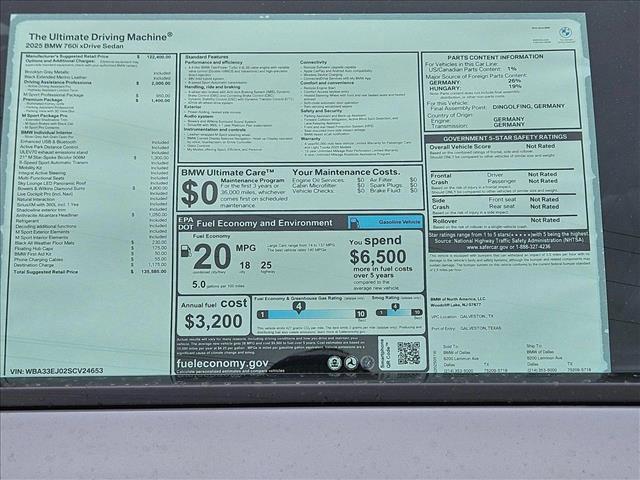 new 2025 BMW 760 car, priced at $135,585