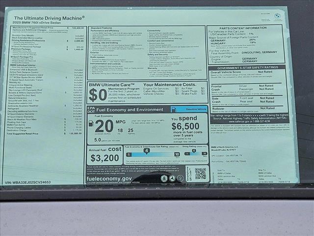 new 2025 BMW 760 car, priced at $135,585