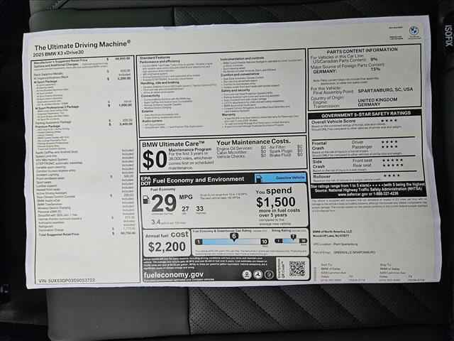new 2025 BMW X3 car, priced at $60,750