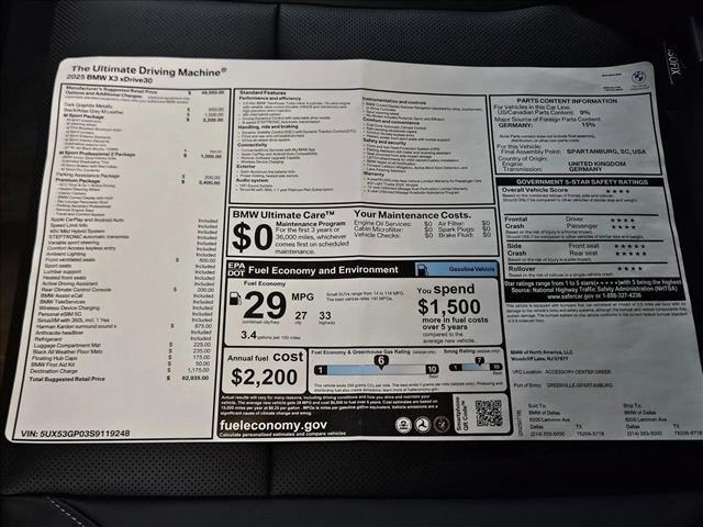 new 2025 BMW X3 car, priced at $62,935