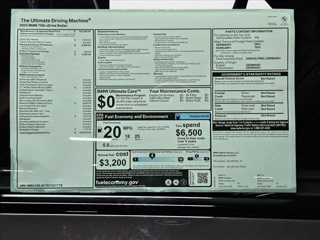 new 2025 BMW 760 car, priced at $139,925