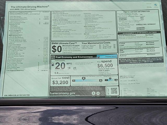 new 2025 BMW 760 car, priced at $138,485