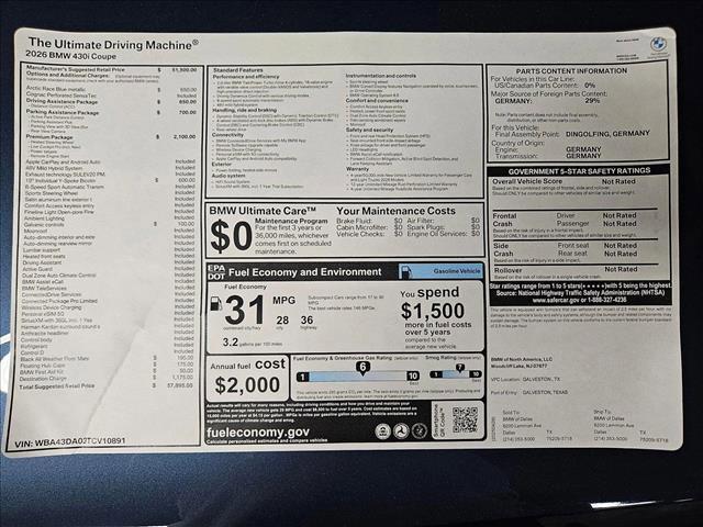 new 2026 BMW 430 car, priced at $57,885