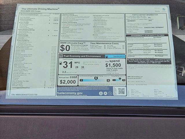new 2026 BMW 430 car, priced at $61,845