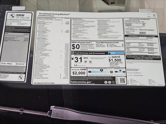 new 2026 BMW 530 car, priced at $69,815