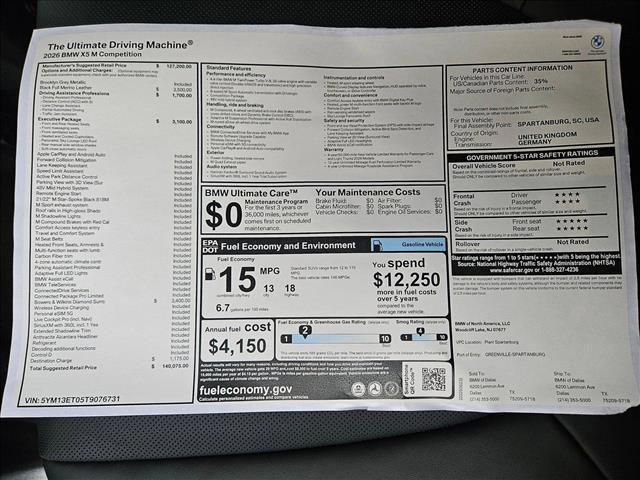 new 2026 BMW X5 M car, priced at $140,075