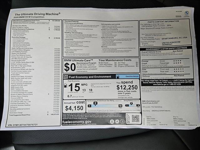 new 2026 BMW X5 M car, priced at $140,075