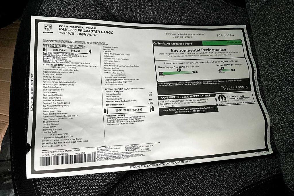 new 2026 Ram ProMaster 2500 car, priced at $47,565