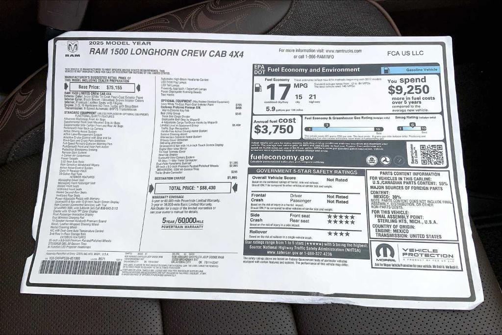 new 2025 Ram 1500 car, priced at $80,254