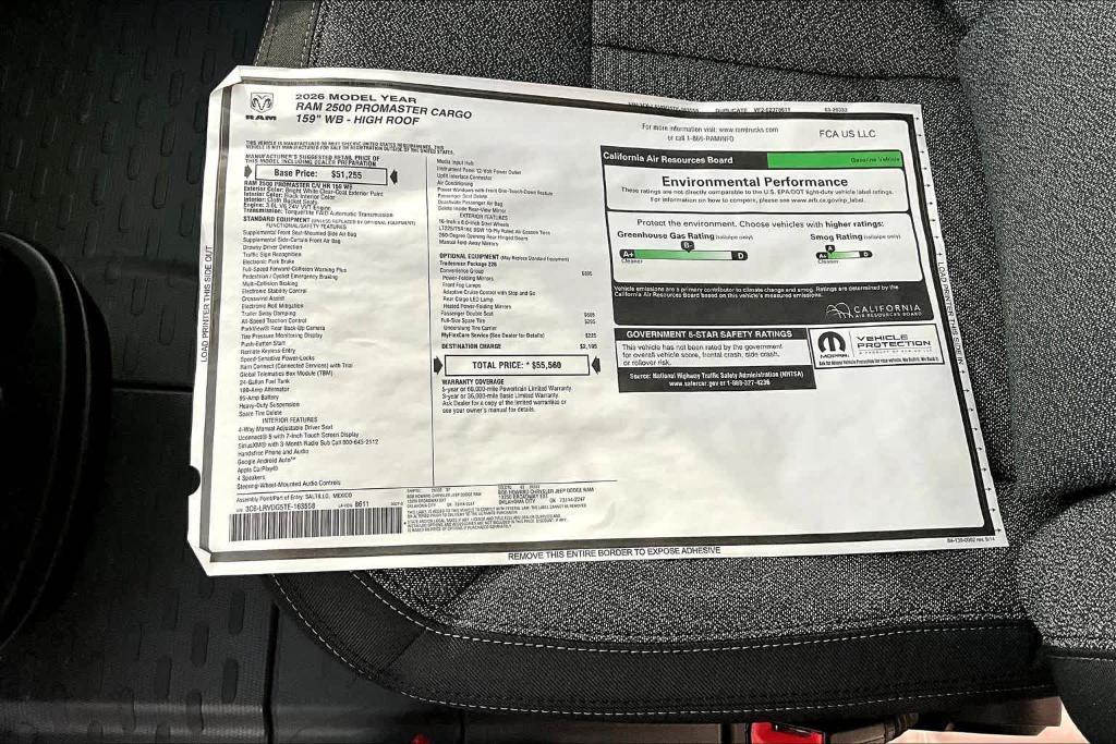 new 2026 Ram ProMaster 2500 car, priced at $48,636