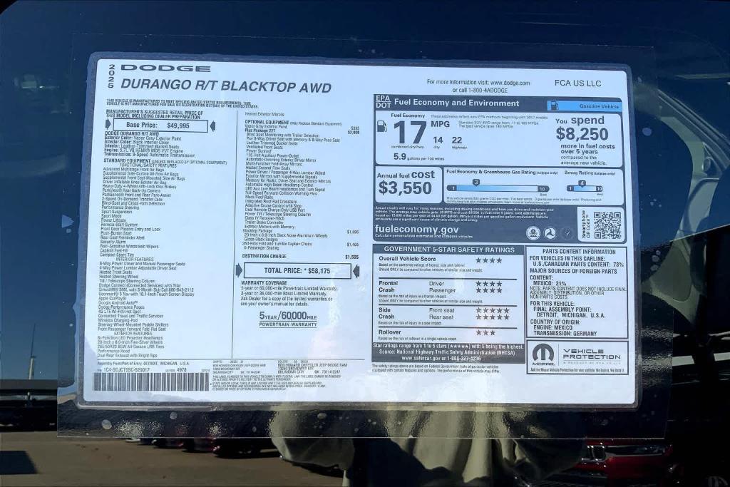new 2025 Dodge Durango car, priced at $52,475